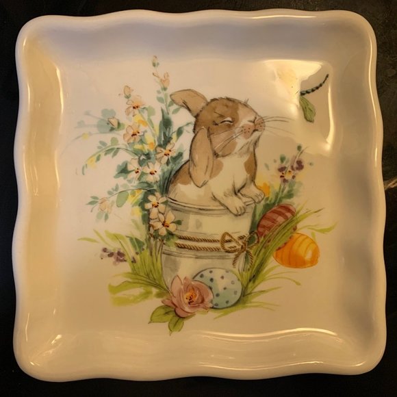 Beautiful Square Appetizer Plate by Effetti - Handmade in Italy - Rabbit Design - Picture 2 of 5